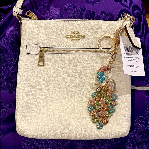 Coach Handbags - Coach Rowan File Bag Adjustable Crossbody   - CE871 - Peacock Crystal Bag Charm